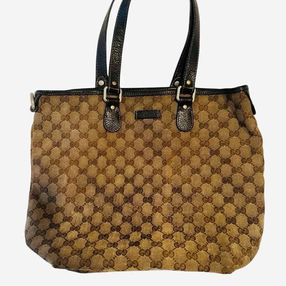 Gucci Brown and Black Monogram Tote